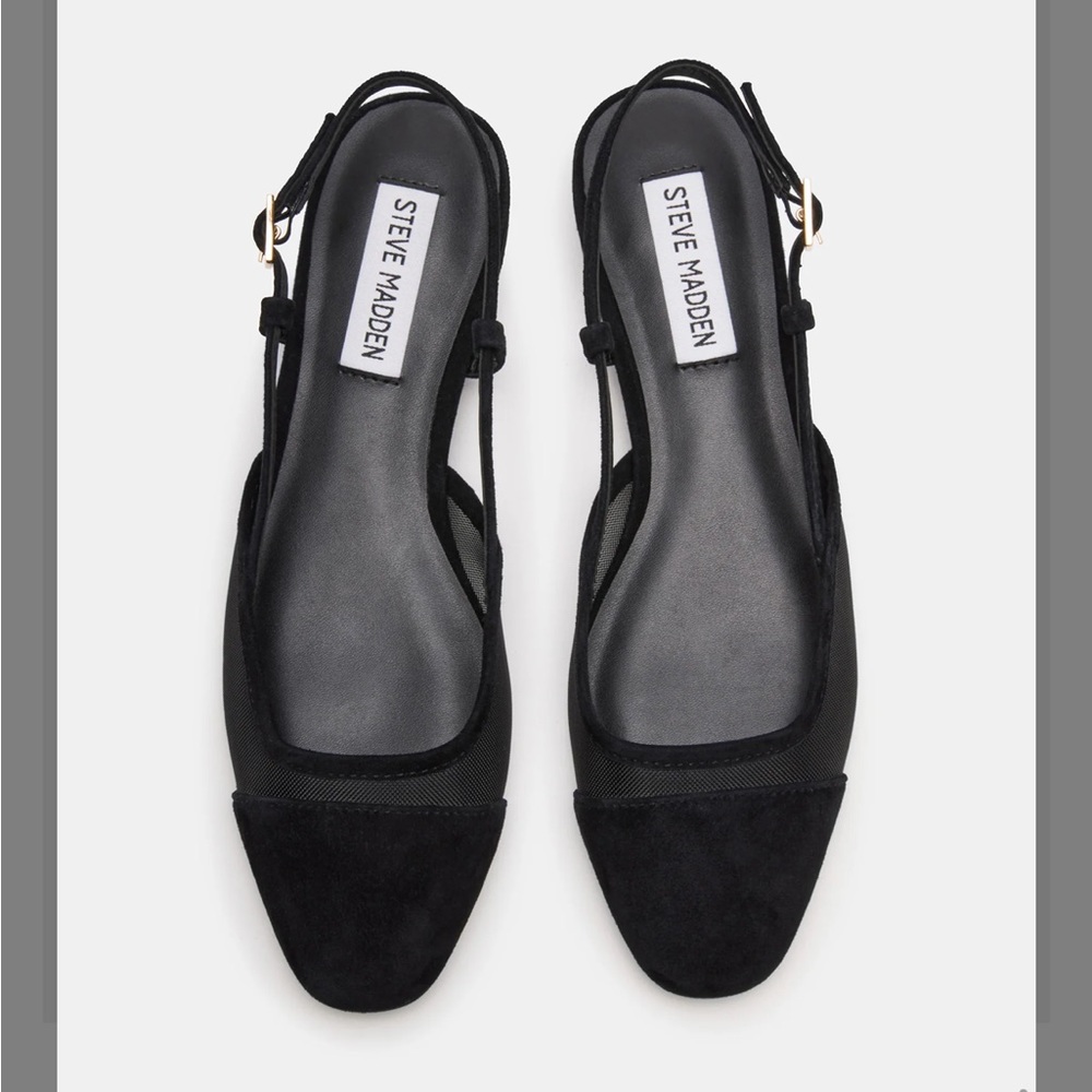 Steve Madden Belinda Black Suede Mesh Slingback